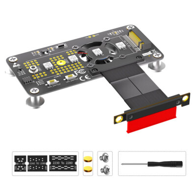 3 in 1 Combo M.2( NGFF) NVME M-key SSD to PCI- E 4X Extension Cable 5cm