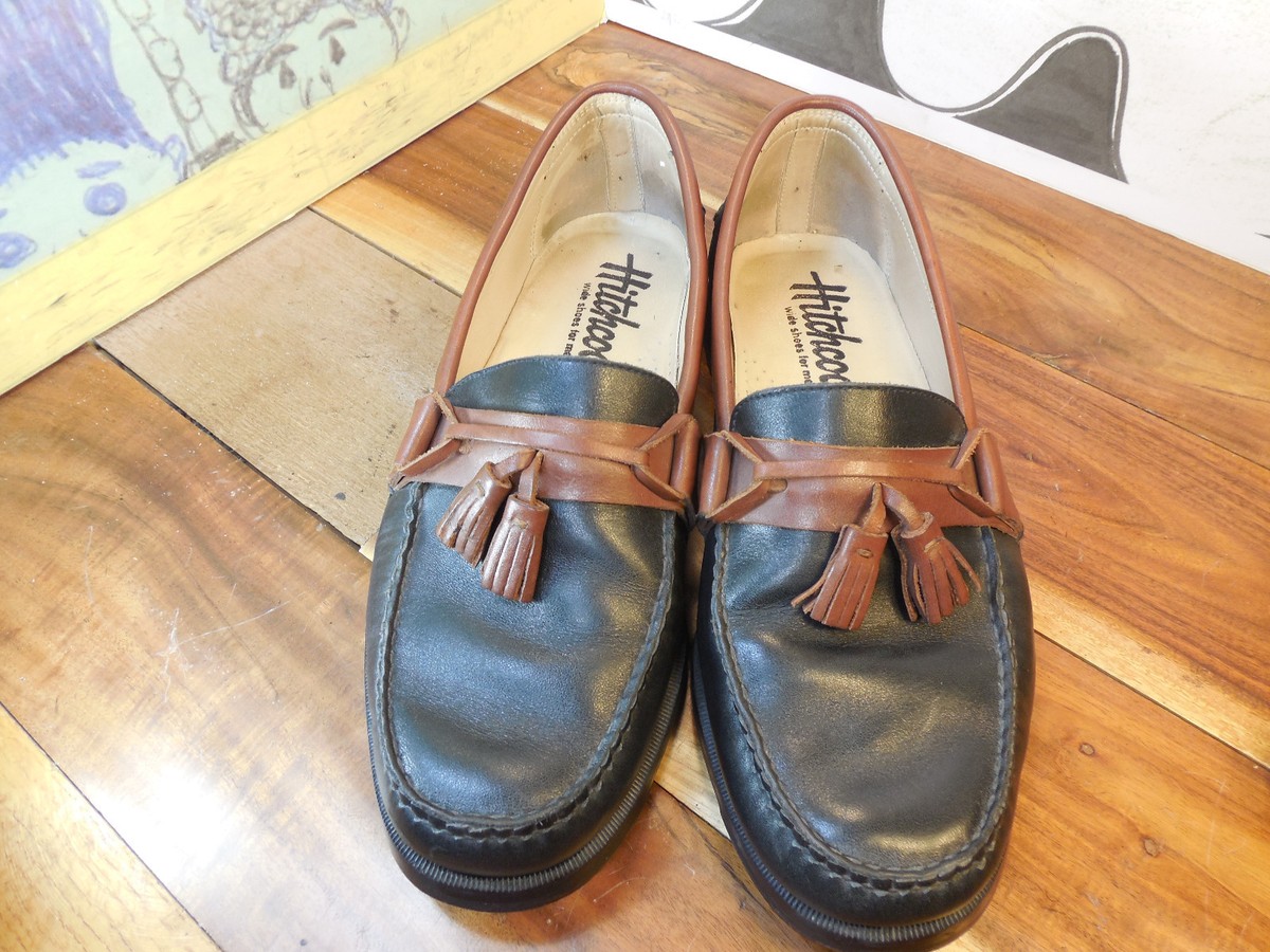 Hitchcock Wide Shoes Black & Brown Leather Tassel Loafers  display picture 3