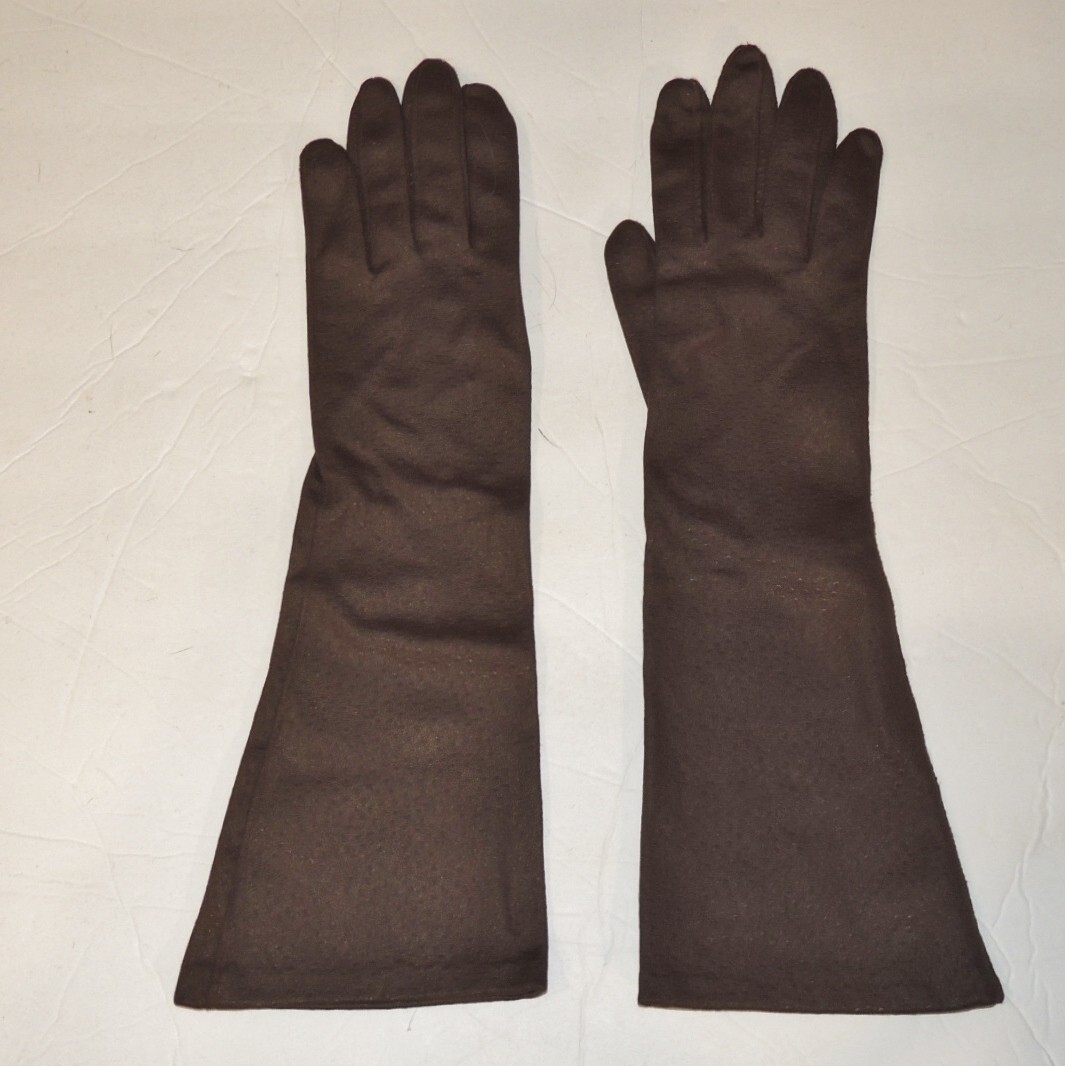 1960's Fownes Brown Nylon Dress Gloves - Italy sz… - image 1