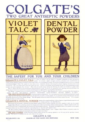 COLGATE *2X3 FRIDGE MAGNET* RETRO ADVERTISEMENT TOOTH POWDER SHAVING DENTAL TALC