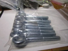 3/8"-16 x 3" Shank L x 1-1/2" Thread L x 4-1/2" OAL Zinc Turn Eye Bolt QTY 9