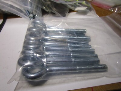 3/8''-16 x 3'' Shank L x 1-1/2'' Thread L x 4-1/2'' OAL Zinc Turn Eye Bolt QTY 9