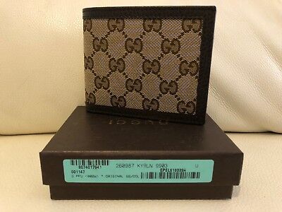 Gucci Double G Logo Guccisima Canvas Mens Wallet Brown Beige New Ebay