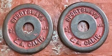 2 1950S 2.5 Pound Sportsways Barbell Weights Los Angeles, California