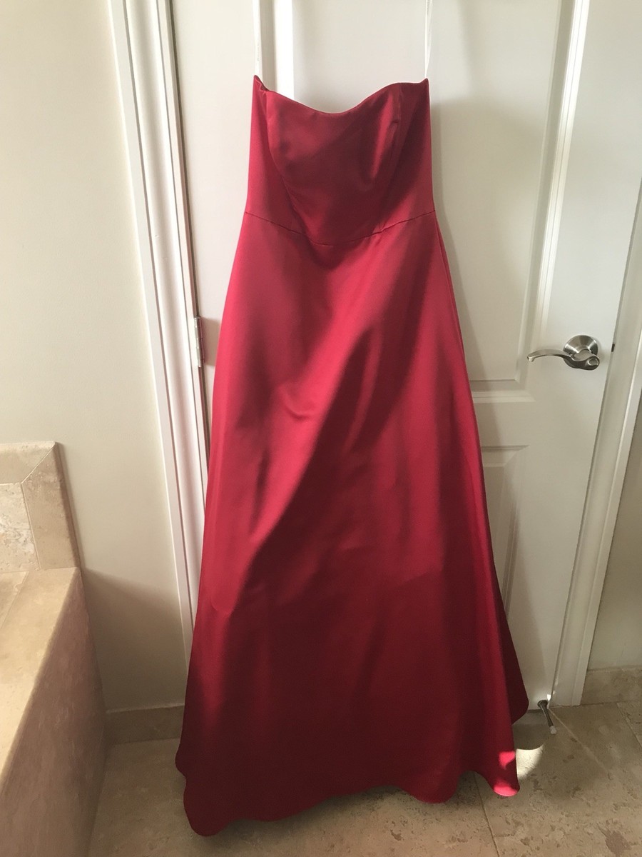 Davids Bridal Strapless Red Satin (A Line/Ball Gown) Size $140