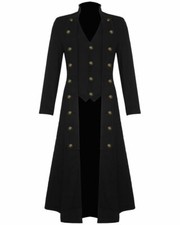 Women's Cotton Twill Steampunk Jacket Goth Victorian/Military Style Trench Coat