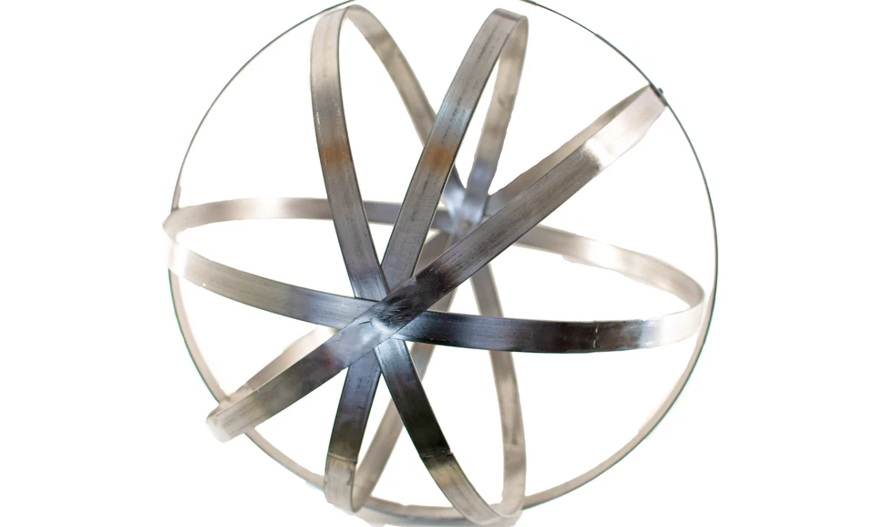 Esfera de acero adorno de césped jardín topiario 12"" metal acabado plateado se pliega plano Foto 4 de 4