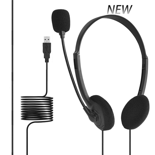 USB Headset Headphones Wired with Microphone MIC for Call PC Computer Laptop New
