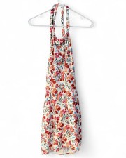 Francesca’s Floral Halter Dress Smocked Back Linen Blend Dress Size M