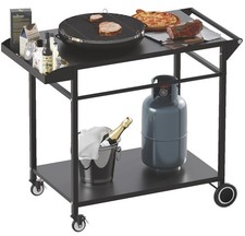 Koutemie Outdoor Grill Cart Table with 4 Wheels for Extra Big, Black