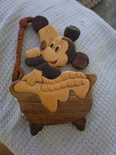 Vintage Mickey Mouse Wooden Wall Art Decor Cute Carved Bath Time Bubbles ..Dis