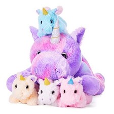 Mommy Toys for Girls Age 4-6,Mom and Baby Stuffed Animal Plush Unicorn