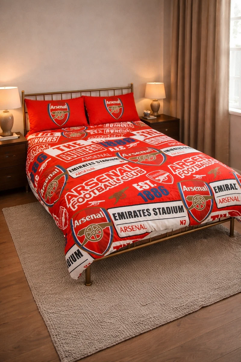 Arsenal Officiële Dubbele Dekbedovertrek Set Patch Rood
