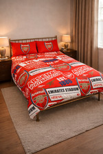 Arsenal FC Fußball Doppel Bettbezug Bettwäsche Set Offiziell Lizenziert
