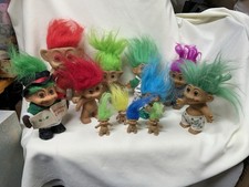 VTG Lot 12 Troll Dolls Various Sizes Russ/Ace/ China
