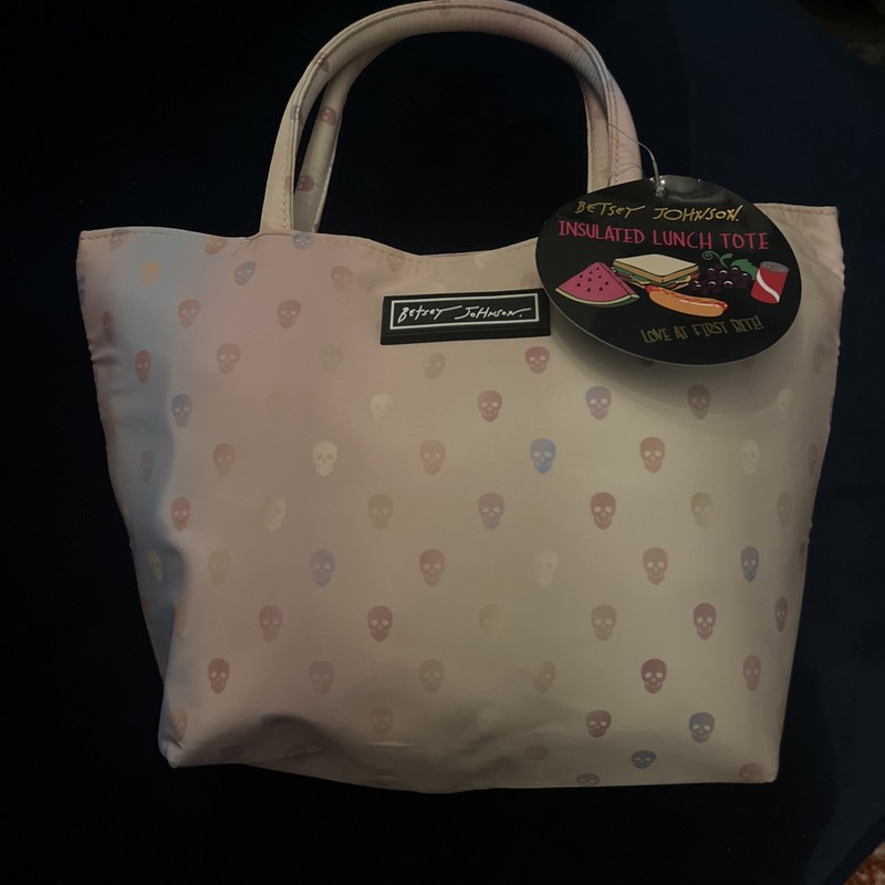 NWT Betsey Johnson Skulls Insulated Lunch Tote Pastel Iridescent