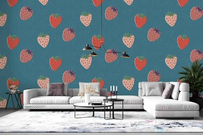 3D Strawberry Pattern Wallpaper Wall Mural Removable Self-adhesive 43
