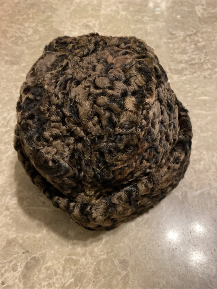 RARO DE COLECCIÓN F R TRIPLE Hombre’s Corderos Persas Lana Sombrero Marrón/Negro Años 60’s Foto 4 de 4