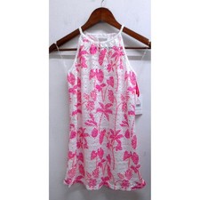 Justice Girls L 12/14 Pink Palm Tree Lace Halter Cover Up Tropical / 26568
