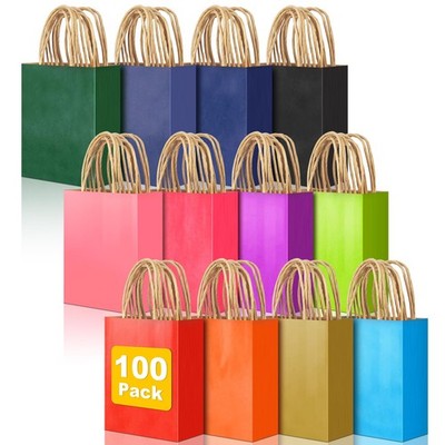 100 PCS Mini Gift Bags with Handles, 4.73''x2.36''x6.11'' Party Favor Bags, 12 Colo