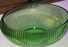 Vintage 1960s Mid-Century Modern E.O. Brody Green Ribbed Depression Glass Bowl