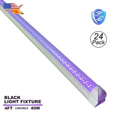 24 Pack UV Led Black Light Bar 4FT 40W T8 Tube for DJ Party Club Event Lighting