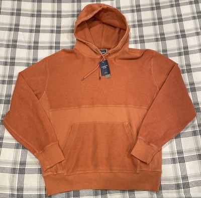 J. Crew Garment Dyed French Terry Hoodie Sweatshirt Orange Size Medium
