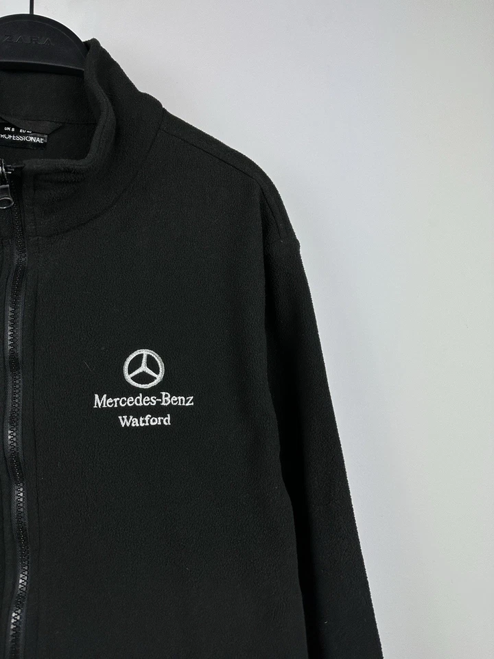 Vintage Y2K Mercedes Benz Fleece Jacket Full Zip Black Men’s Size S - Image 3 of 4