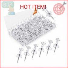 200 Pcs Push Pins Tacks, Thumb Tacks for Wall, Clear Plastic Head, Steel Point,