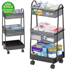 3 Tier Rolling Cart Baby Diaper Caddy Organizer Nursery Storage Utility Cart