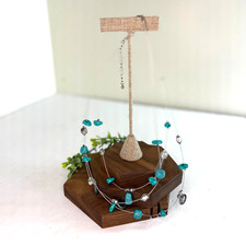 Boho Turquoise Chip Multi Strand Wire Necklace Silver Tone Beaded Southwest