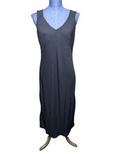 Tahari  Arthur S Levin black slip dress v neck medium sleeveless midi evening