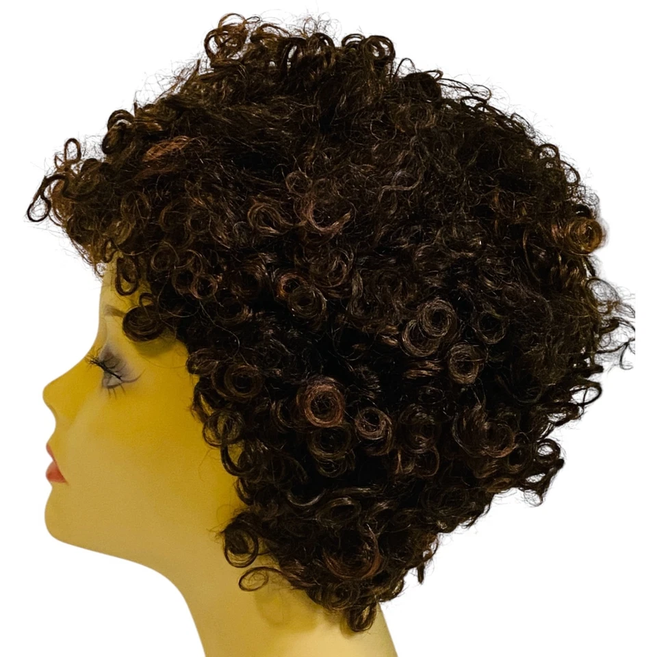Peluca rizada cabello humano color ASHRO FS430 marrón cobre mujeres adolescentes talla única nueva con etiquetas Foto 2 de 4