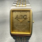 Seiko Watch Men 28mm Gold Dial Two Tone Date Rectangle 7N33-5A09 New Battery VTG