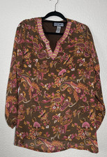 Indigo Moon Sheer Blouse With Tank Top Womens Xl Multicolor Beaded V Neck Indigo Moon Sheer Blouse With Tank Top Womens Xl Multicolor Beaded V Neck