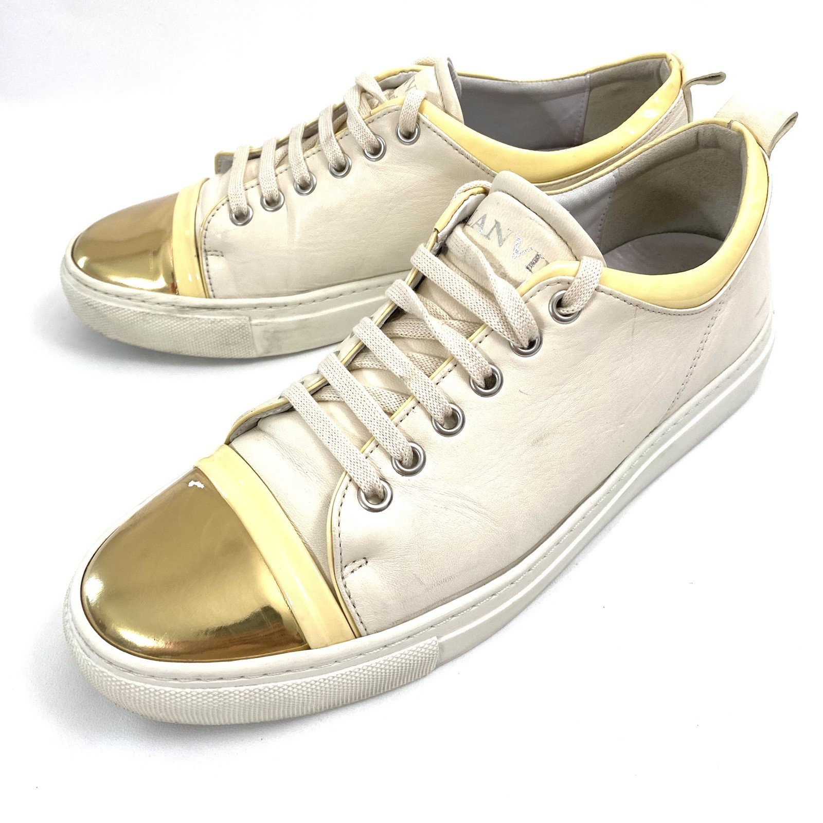 LANVIN  Paris Womens Low Top Leather Sneakers Trainers Size 8 / 39 image 8
