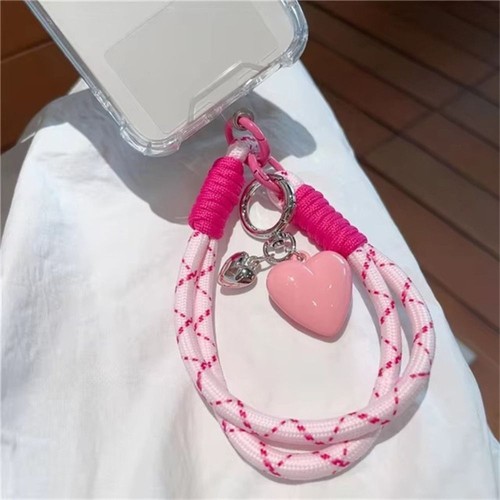 Luxury Phone Clip Lanyard Charm 3D Heart Pendant Anti-Lost Rope Keychain Gifts - Photo 3 sur 6