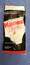 Vintage NIP 3 Pack Hanes Mens Cotton Briefs Underwear 1989 sz 34