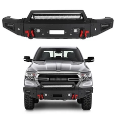 Steel Front Bumper w/Winch Plate & LED Lights Fits 2021 2022 Dodge Ram 1500 TRX