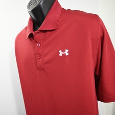 Under Armour Golf Polo Red HeatGear Performance Short Sleeve Mens Size XL