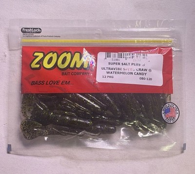 Zoom Super Salt Plus Ultravibe Speed Craw Watermelon Candy Jig Crawfish 12 Pack