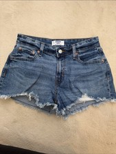 Denizen from Levi's High Rise Cut-Off Blue Denim Shorts Distressed Sz 6 Waist 28