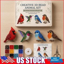 Tiny 3D Beaded Animal DIY Kit,Cute Beading Craft Set,DIY Bead Embroidery Art Kit