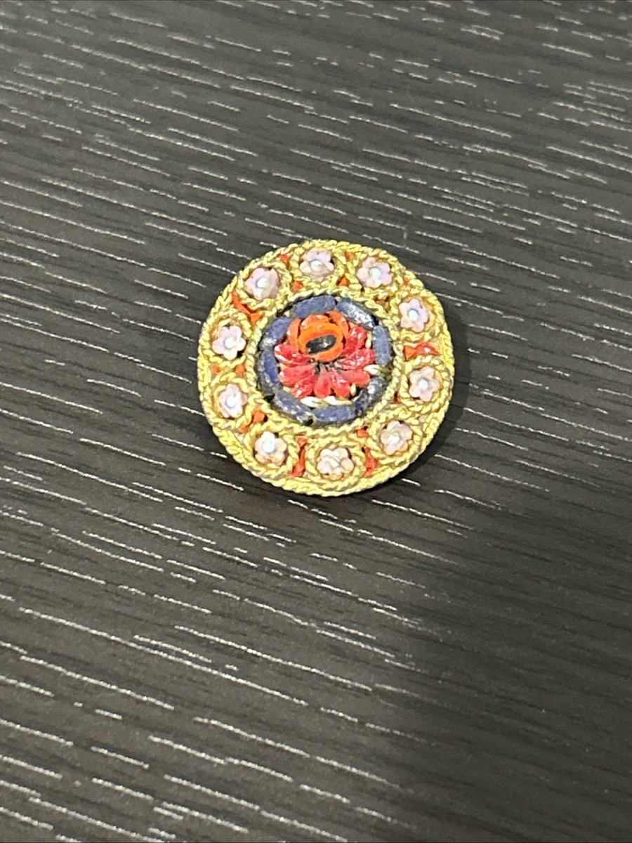 Murano Micro Mosaic Pin Brooch Vintage Made in Italy Used View 3