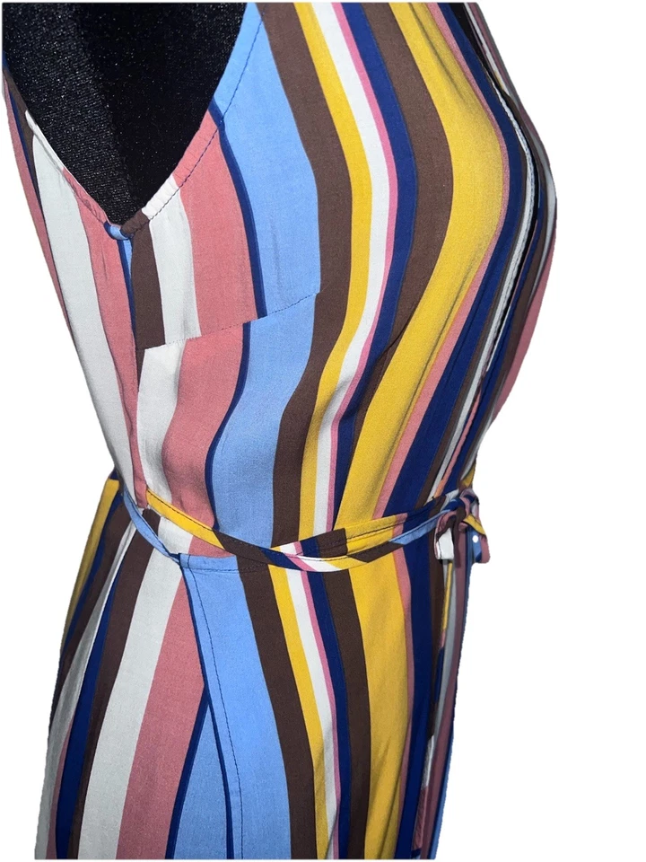 Multicolor Striped Wraparound Strap Sleeves  Maxi Dress Women size M - Image 4 of 4