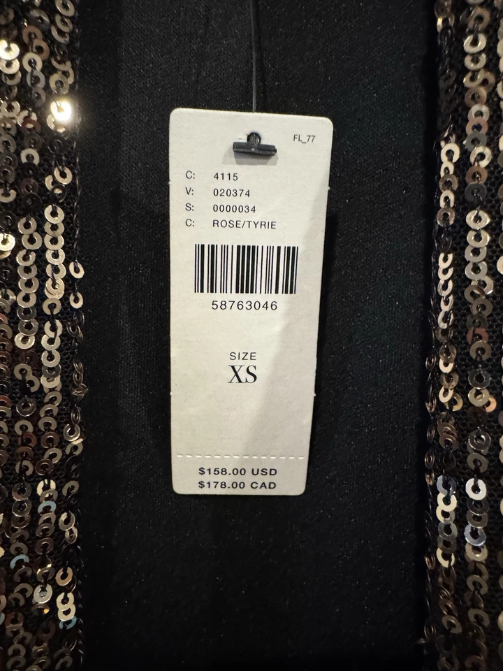 Chaqueta de Noche BB Dakota Lentejuelas Plumero Cárdigan XS Formal Clásico Anthropologie Foto 3 de 4