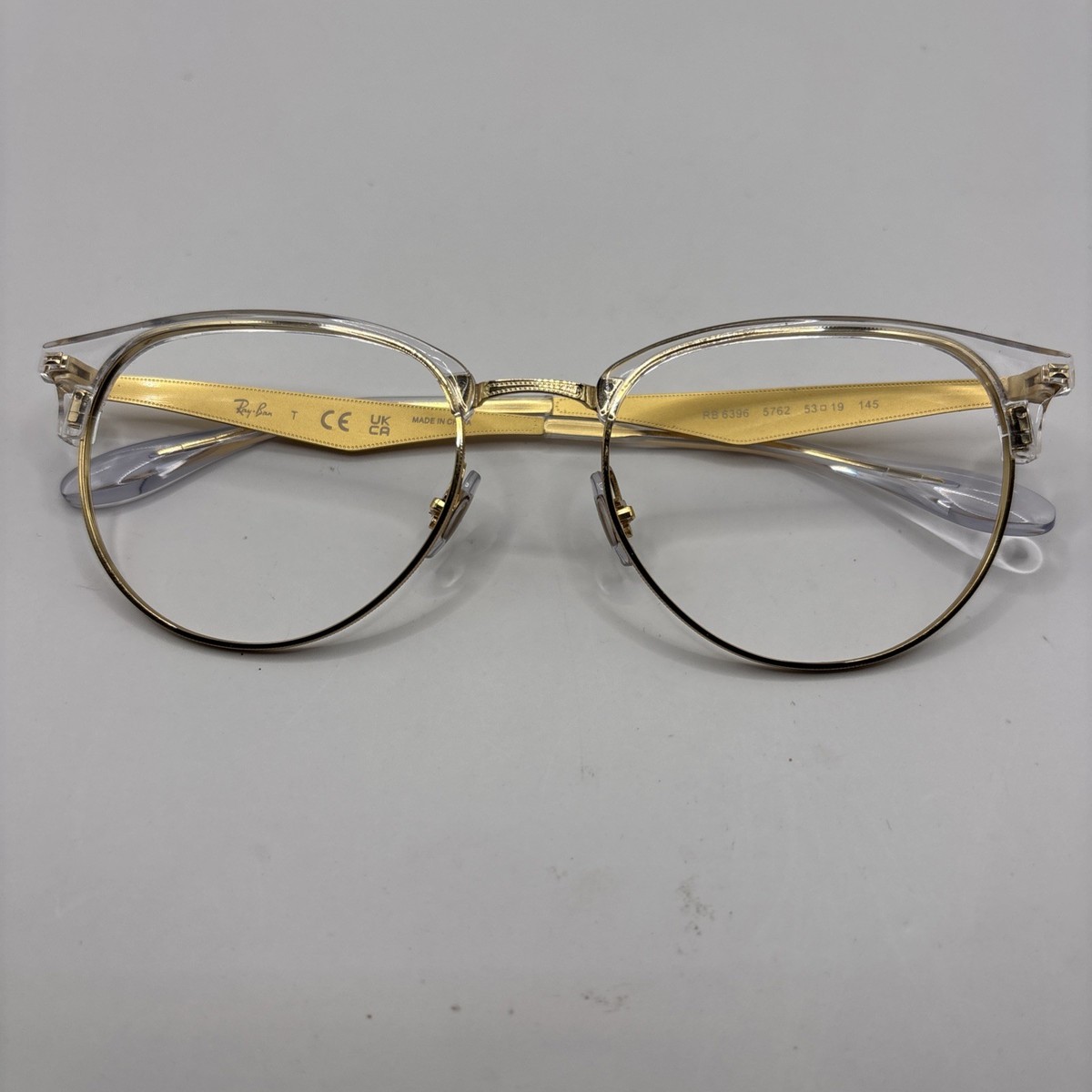Ray-Ban RB6396 5762 Crystal Clear Arista Gold Eyeglasses Frames 53