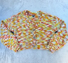 Wild Fable Cropped Cardigan Women’s M Multicolor Knit Rhinestone Button Sweater