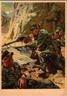 WW2 WWII German Military Artwork Postcard Gebirgsjager Mountain Troops in Action