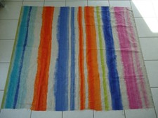 COUPON TISSU LIN BANDES COLOREES RIDEAU NAPPE